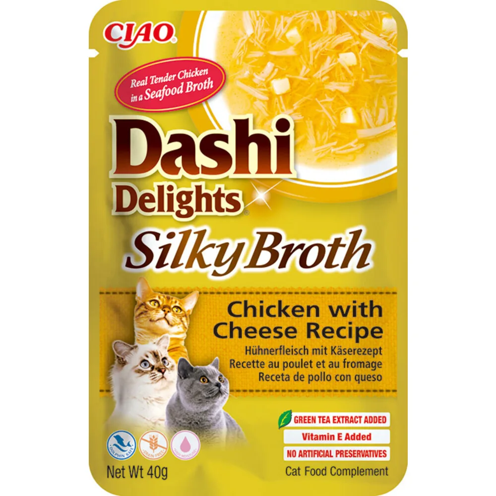 Ciao Dashi Delights Silky Broth Kattenvoer Nat Chicken & Cheese 40 gr fra Inaba – produktbillede