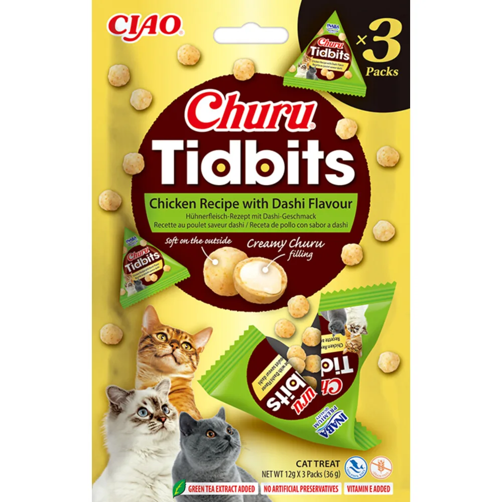 Ciao Kattensnack Churu Luxury Chicken Dashi 3 x 12 gr by Inaba – product photo