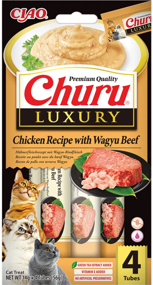 Ciao Kattensnack Churu Luxury Chicken & Wagyu Beef - 4 x 14 gr de Inaba – photo produit