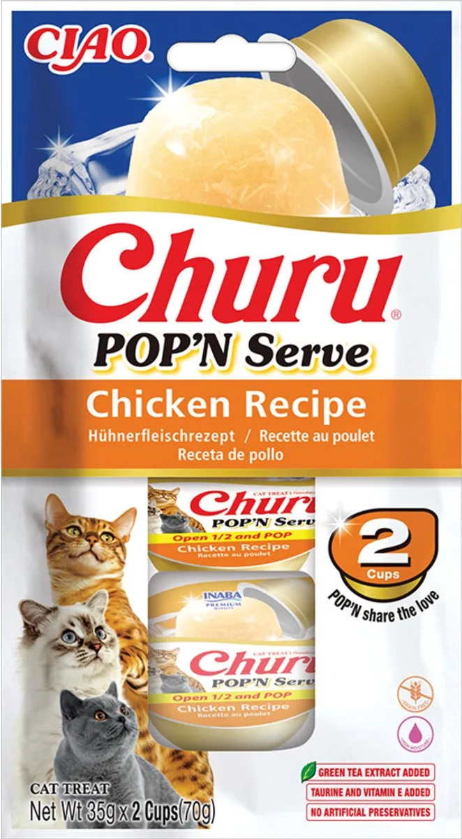 Ciao Kattensnack Churu Pop'n Serve Chicken - 2x35 gr de Inaba – photo produit