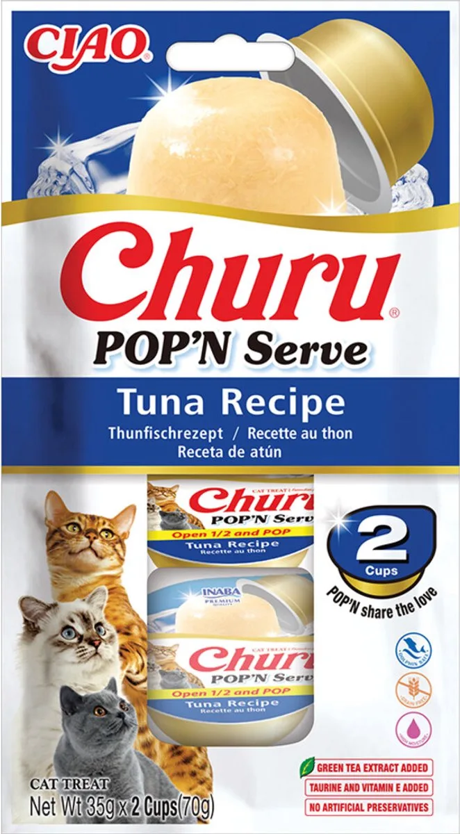 Ciao Kattensnack Churu Pop'n Serve Tuna - 2x35 gr de Inaba – photo produit