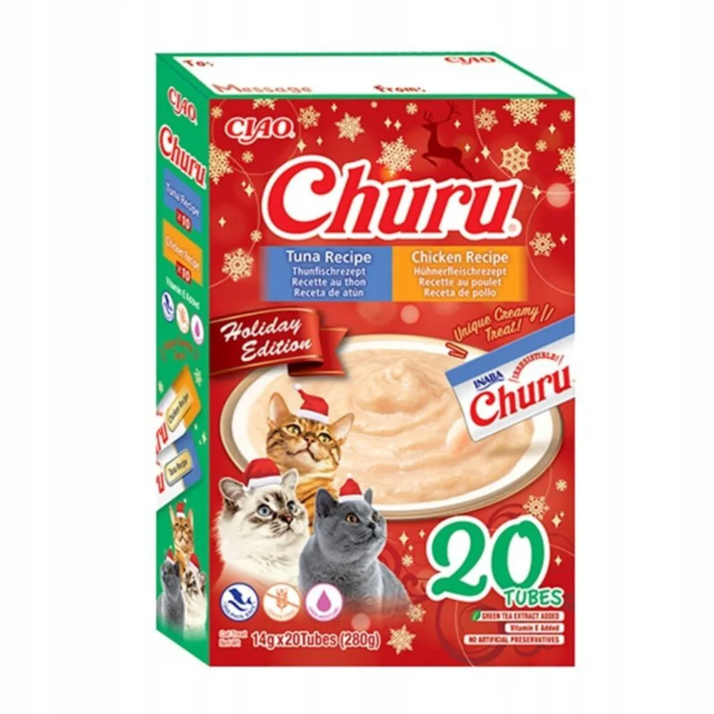 Ciao Kattenvoer Nat Churu Puree Christmas Varieties 20x14 gr van Inaba – productfoto