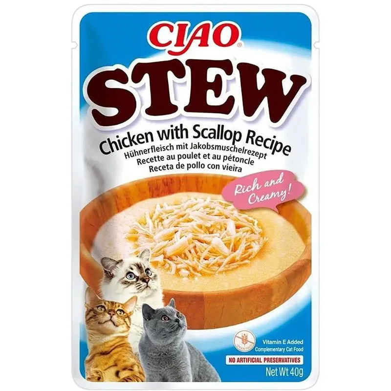 Ciao Eintopf Mit Hühnchen Und Jakobsmuscheln-katzenleckerli 40g von Inaba – Produktfoto 2 von 2