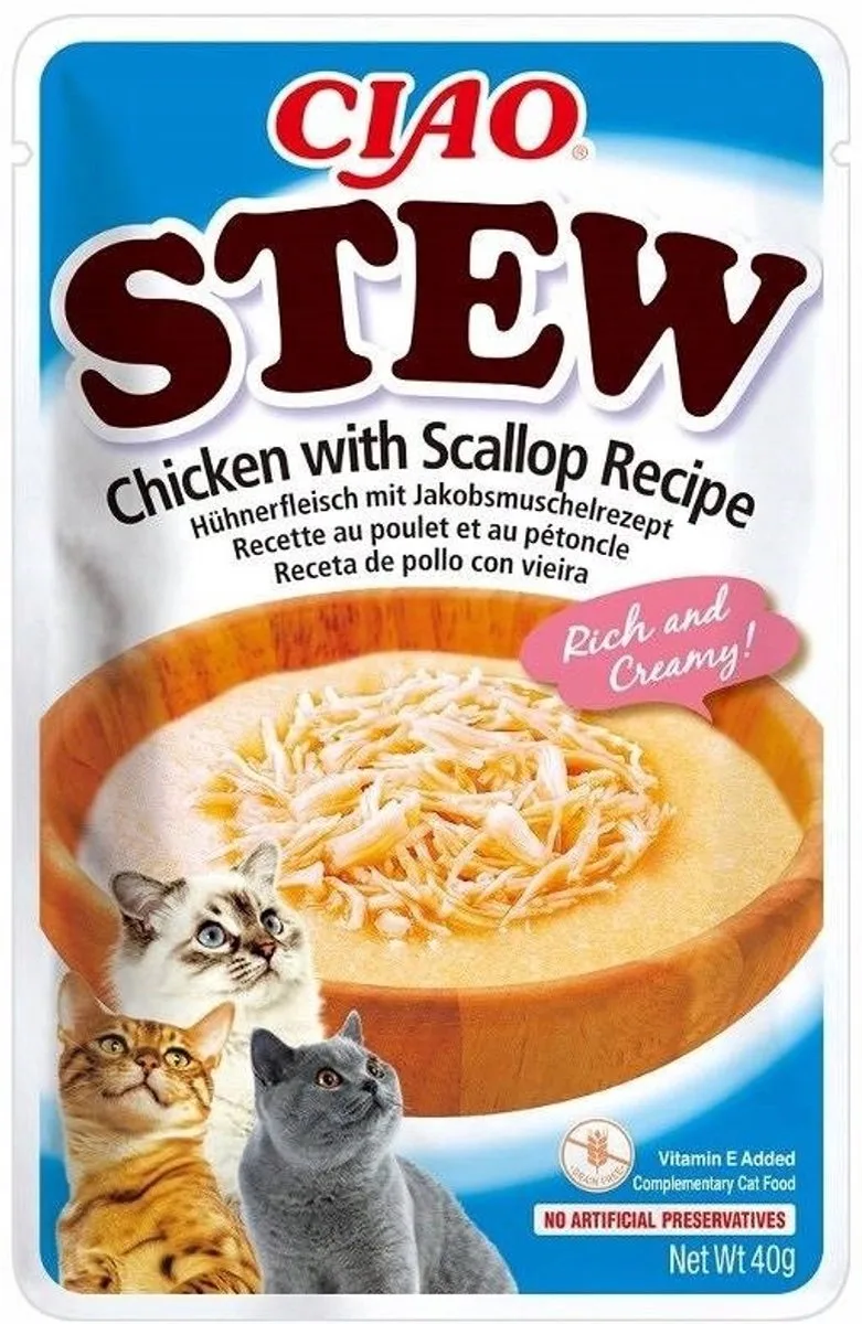 Ciao Eintopf Mit Hühnchen Und Jakobsmuscheln-katzenleckerli 40g von Inaba – Produktfoto 1 von 2