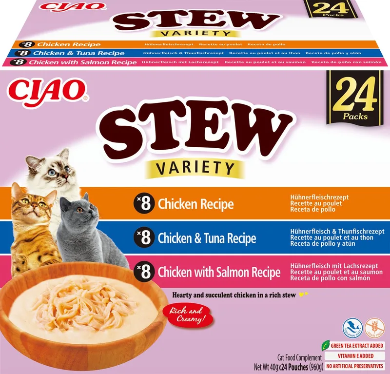 Ciao Stew Kattenvoer Natvoer Kip variëteiten Maaltijdzakjes 24x40g fra Inaba – produktbillede