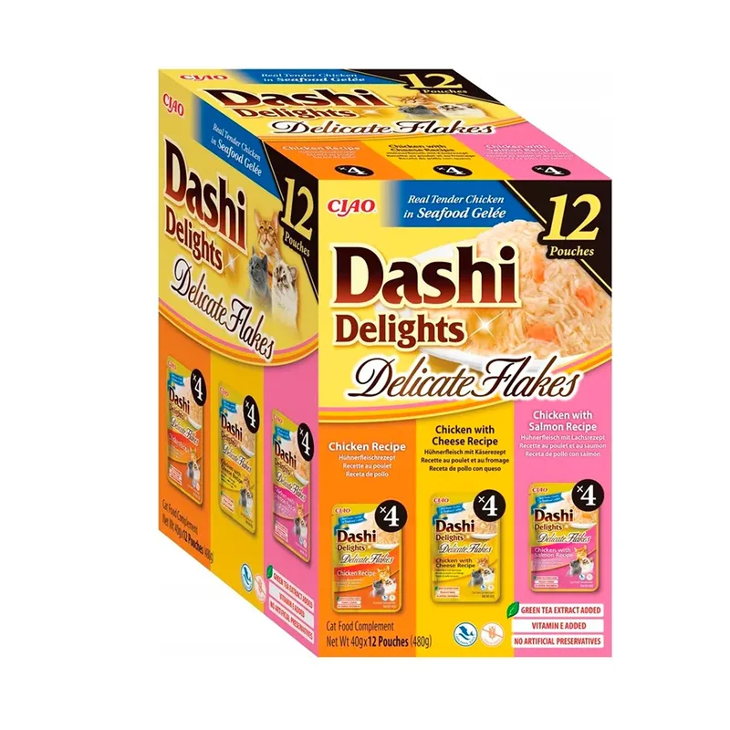 Dashi Delights Zarte Flocken Hühnchen-mix Nassfutter Für Katzen 12x40g von Inaba – Produktfoto