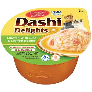 Dashi Delights Kip-tonijn-& Coquillesbouillon Kattensnack 70g by Inaba – product photo 1 of 4