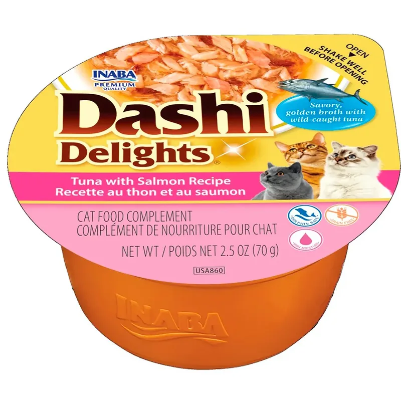 Dashi Delights Tonijn Met Zalm Natvoer Voor Katten Recept 70g by Inaba – product photo
