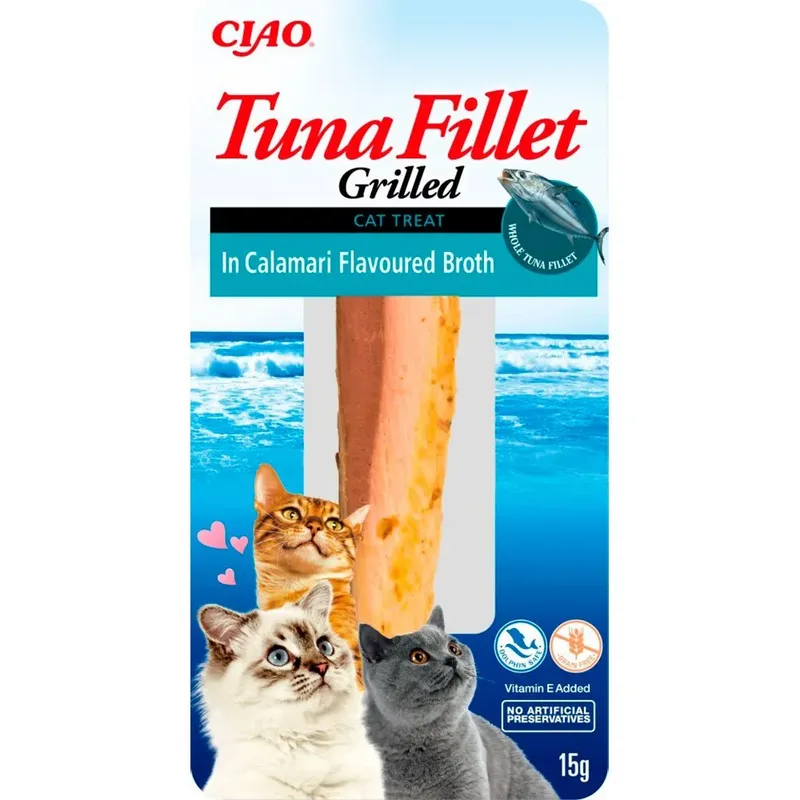 Thon Grillé Au Bouillon Saveur Calamar-friandise Pour Chat 15g de Inaba – photo produit