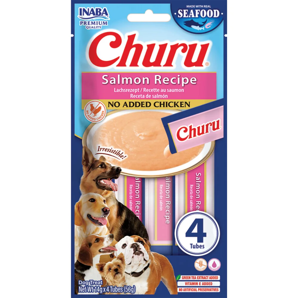 Hondensnack Churu Puree Dog Fish Salmon 4 x 14 gr von Inaba – Produktfoto