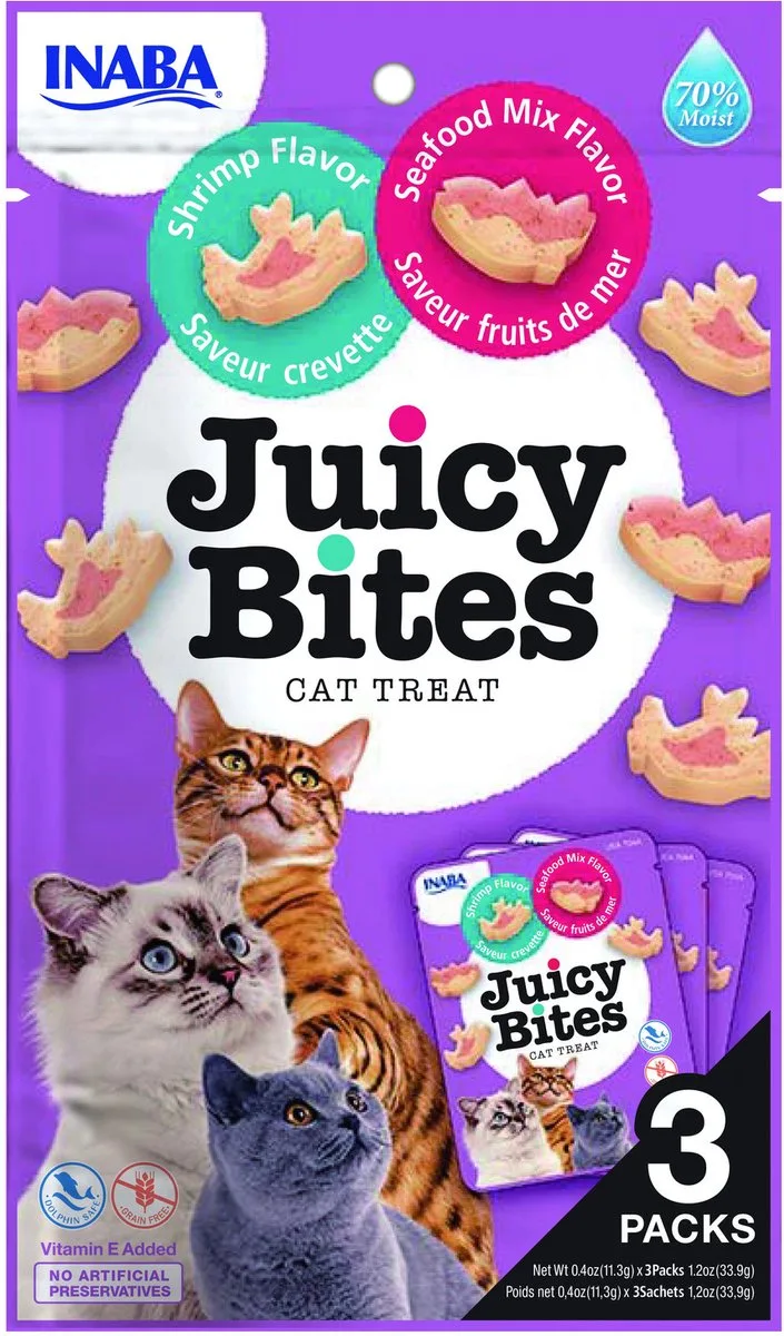 Juicy Bites - Kattensnack - Garnaal Zeevis 56 g von Inaba – Produktfoto