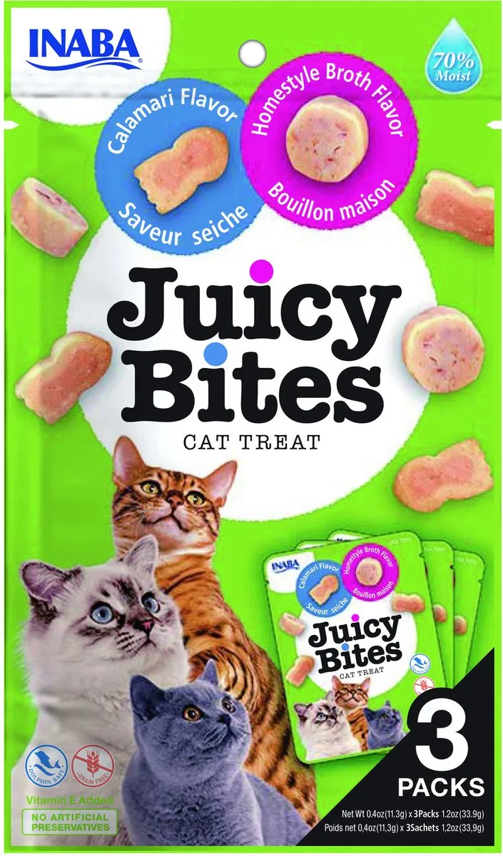 Juicy Bites - Kattensnack - Kip Tonijn Inktvis 3x11.3 g fra Inaba – produktbillede