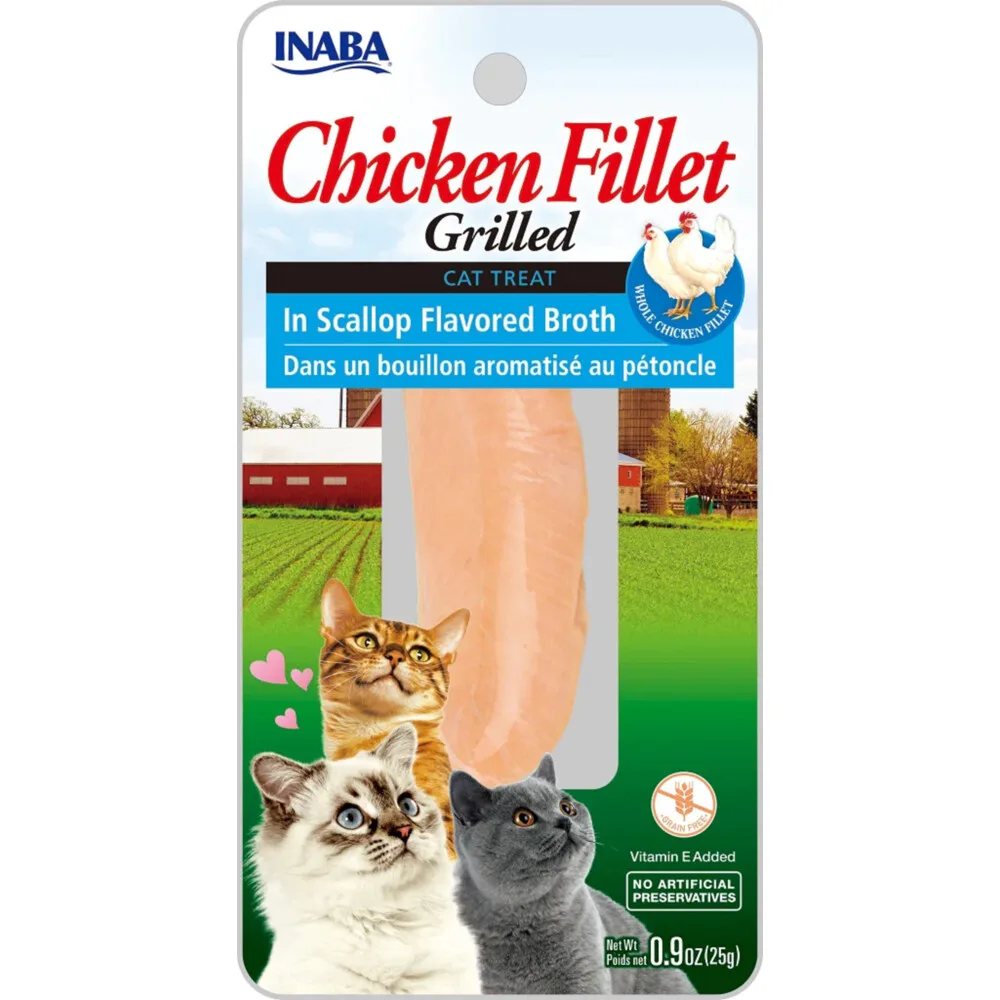Kattensnack Grilled Chicken Sint Jacobsschelp Bouillon 25 gr de Inaba – photo produit