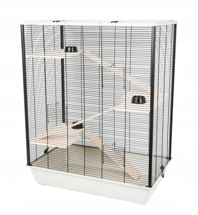 Diego Wood - Knaagdierkooi - 78 x 48 x 80 cm - Inclusief houten verdiepingen de Interzoo en Beige – photo produit