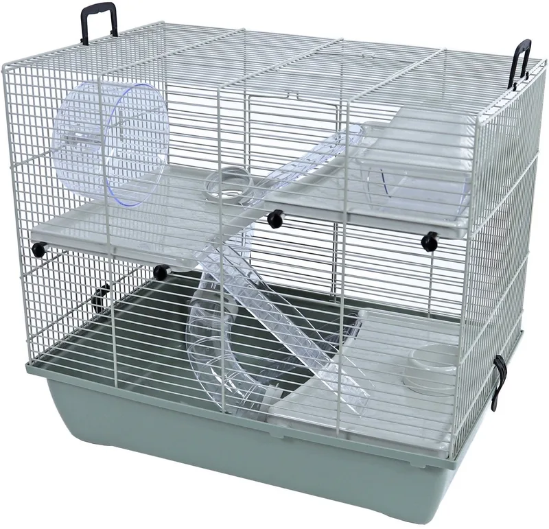 Hamsterkooi Pinky 3 met 3 plateaus en accessoires van Interzoo in Pastel Groen – productfoto