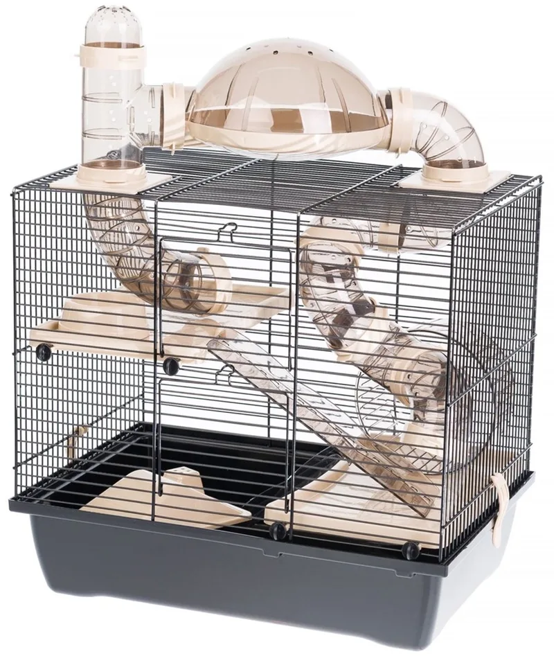 Rocky Taras - Knaagdierkooi - 42x29x55 cm - Meerdere Niveaus - Comfortabel & Duurzaam Ontwerp by Interzoo in Beige – product photo