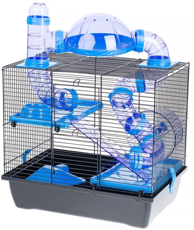 Cage Pour Hamster Rocky + Terrasse de Interzoo en Bleu – photo produit
