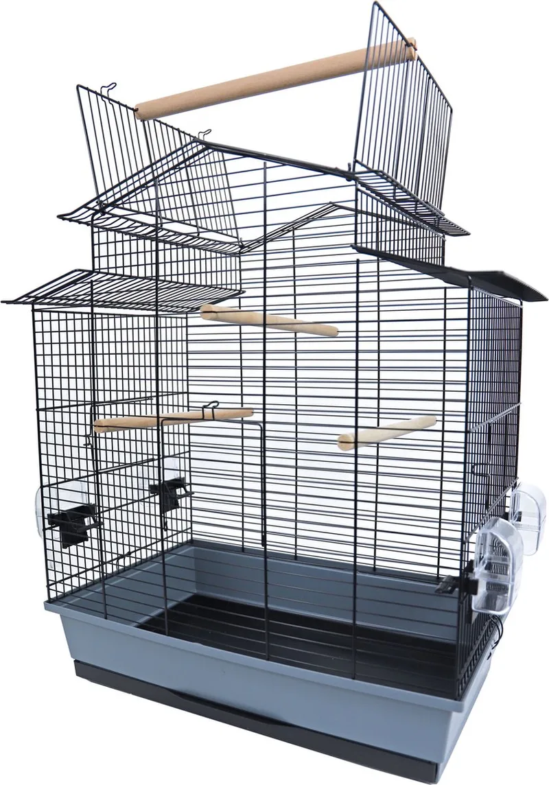 Vogelkooi Iza 3 Cabrio Zwart/Grijs de Interzoo en Gris – photo produit
