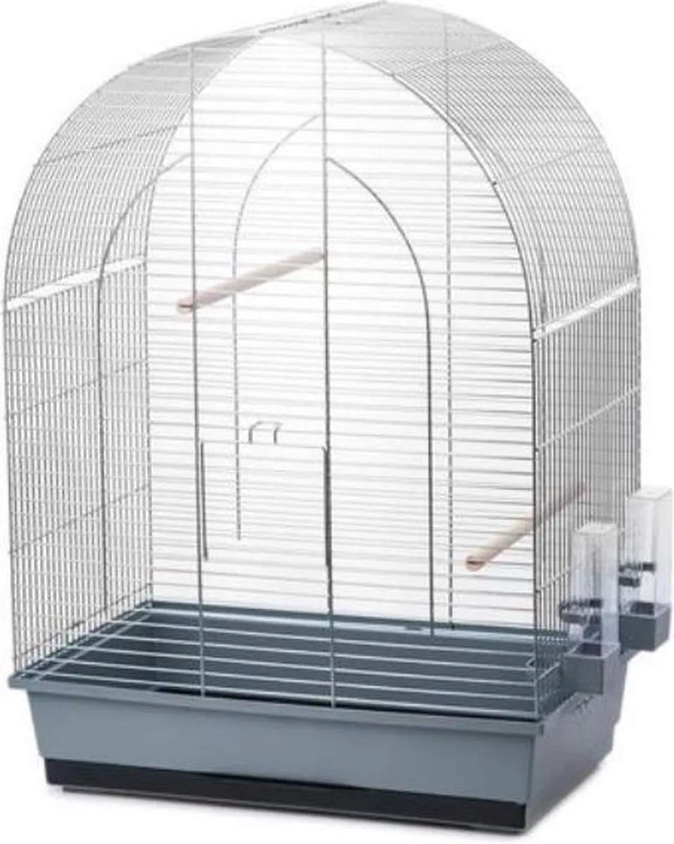 Vogelkooi Lusi 3 – Grijs/Chroom Binnenkooi voor Parkieten, Agaporniden en Valkparkieten de Interzoo en Chrome – photo produit