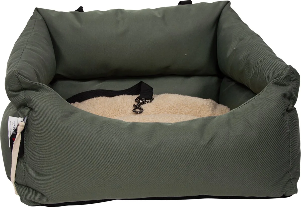 autostoel voor de hond - voor veilig vervoeren van uw hond - veilig op reis - Afmetingen: 50 × 45 × 30 cm - tot 10 kilo von Jack and Vanilla in Kaki – Produktfoto