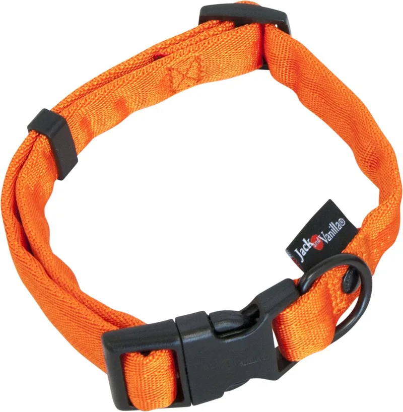 Comfort Tube Halsband / Hondenhalsband - Rondgeweven nylon - Maat: M - Nekomtrek: 24 - 35 cm (GELIEVE ALVORENS BESTELLEN OPMETEN) by Jack and Vanilla in Orange – product photo