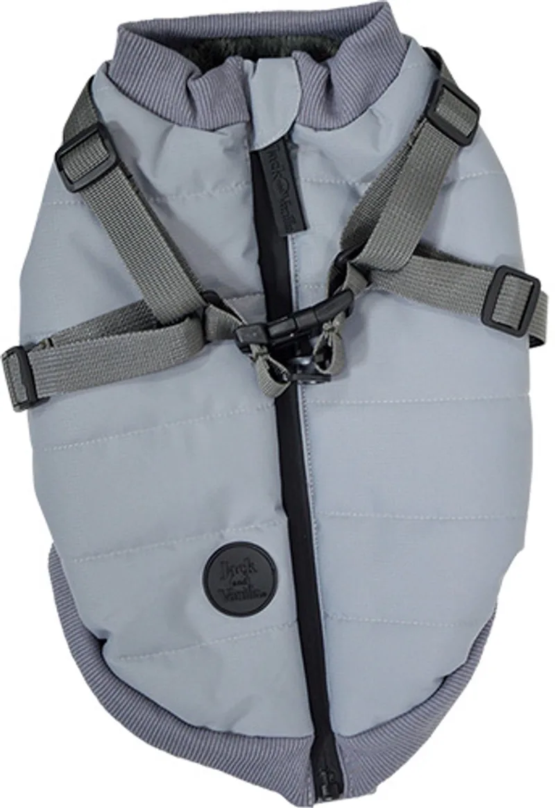 Dogwalk - Jacket Harness London - Hondenjas met geïntegreerd harnas - Kleur: - Ruglengte: 33 cm by Jack and Vanilla in Grey – product photo