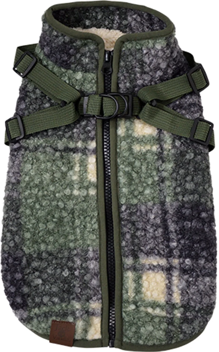 Dogwalk Jacket Tartan - Hondenjas met Verstelbaar Harnas - Kleur: – Ruglengte: 24 cm de Jack and Vanilla en Vert – photo produit
