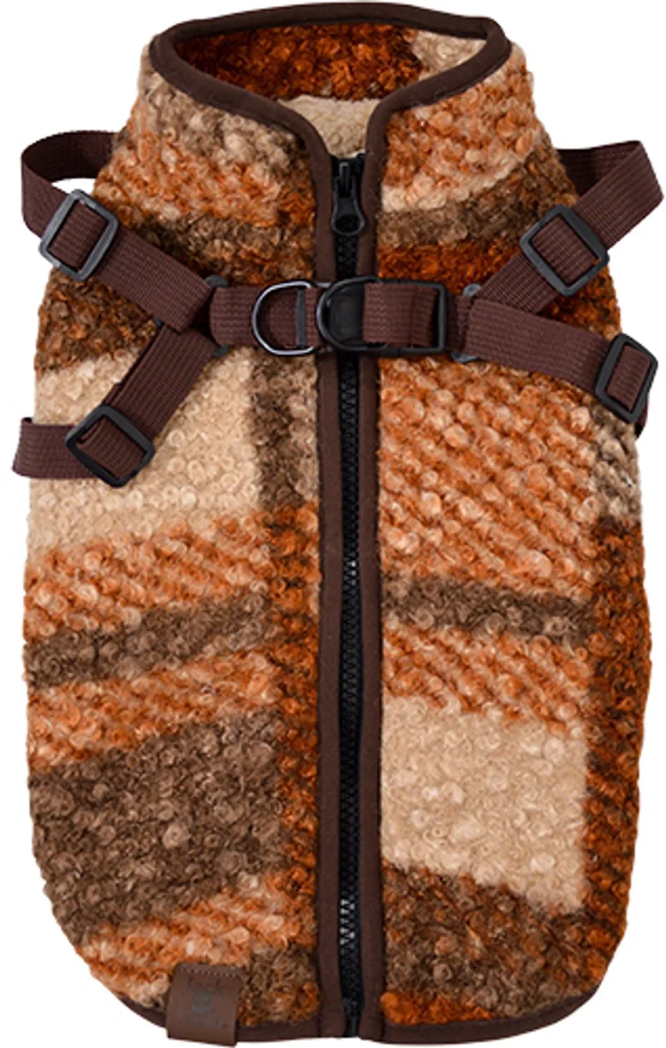 Dogwalk Jacket Tartan - Hondenjas met Verstelbaar Harnas - Kleur: – Ruglengte: 27 cm van Jack and Vanilla in Bruin – productfoto