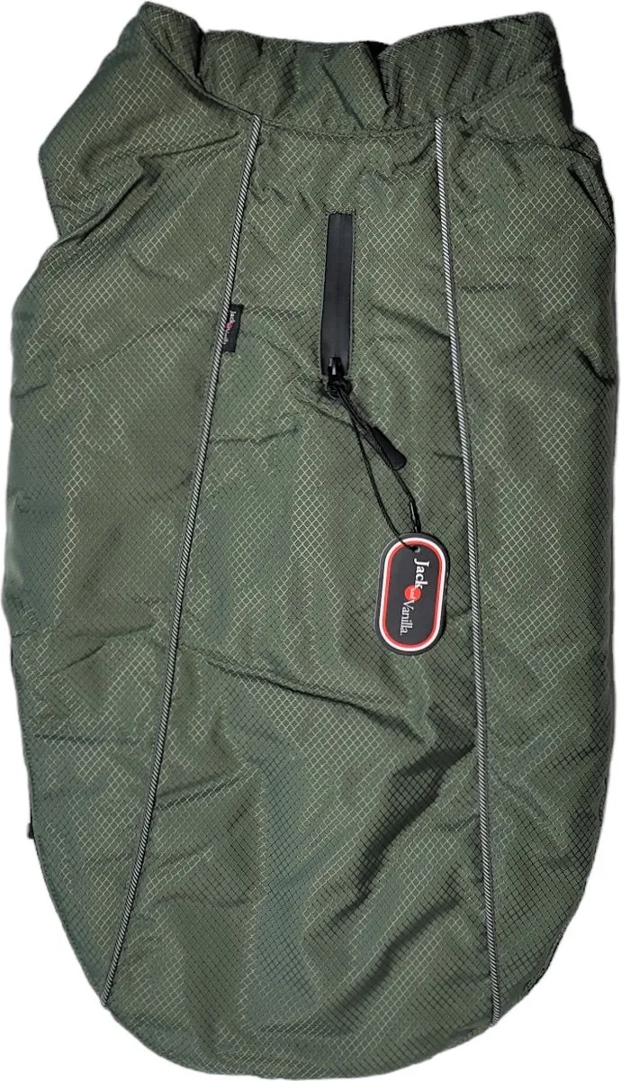 Expedition hondenjas - Maat L - Ruglengte 50cm - Hondenjas waterdicht - Regenjas hond - Honden jas - Honden regenjas de Jack and Vanilla en Olijfgroen – photo produit