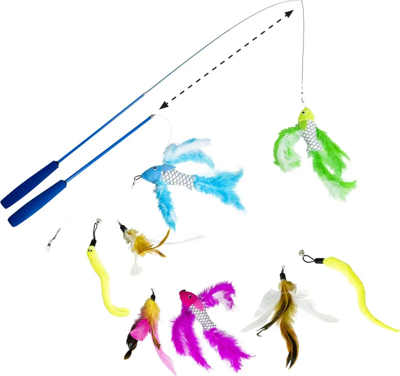 FUN DANGLERS - Uittrekbare Kattenhengel met 3 verwisselbare accessoires - Kleur Assorti - 38 tot 97 cm - 1 stuk de Jack and Vanilla – photo produit