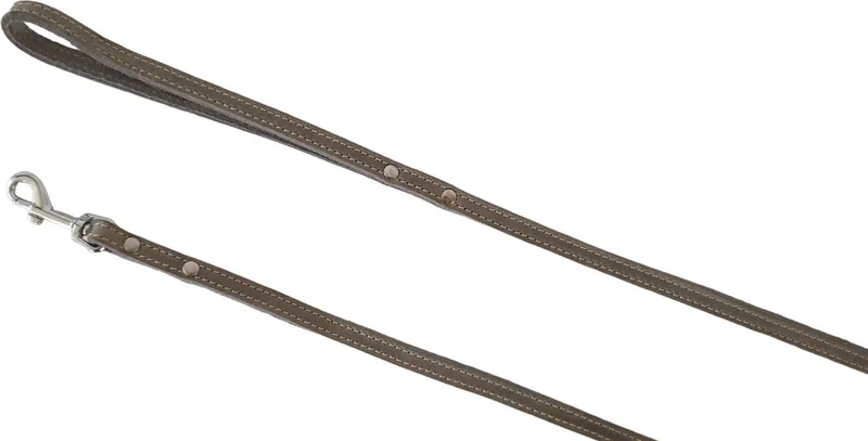 Gevet Lederen Hondenriem / Hondenlijn - Breedte 1 cm - Lengte 120 cm - Geschikt voor kleine honden by Jack and Vanilla in Grey – product photo