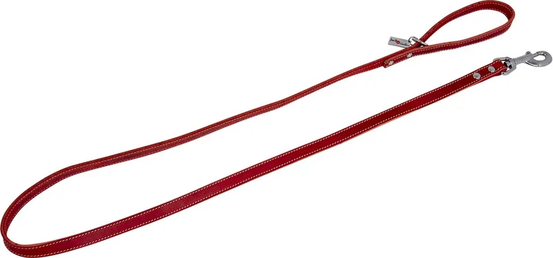 Gevet Lederen Hondenriem / Hondenlijn - Breedte 10 mm - Lengte 120 cm - Geschikt voor kleine hondenrassen by Jack and Vanilla in Red – product photo