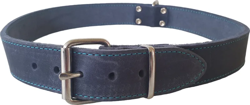 Halsband - Vetleder - Breedte: 3 cm - Nekomtrek: 61 - 66 cm (GELIEVE ALVORENS BESTELLEN OPMETEN) von Jack and Vanilla in Blau – Produktfoto
