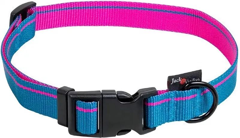 Halsband voor honden - Maat M - Verstelbaar 24 / 35 cm - Puppy halsband - Klikhalsband - Stripe by Jack and Vanilla in Blue – product photo