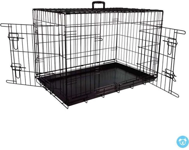 Hondenbench 2 Deuren 107x71x77 by Jack and Vanilla in Black – product photo