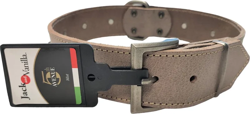 Hondenhalsband Leer - Tornillo - Maat L - 55 cm - Verstelbaar 37-47 cm - 3 cm Breed de Jack and Vanilla en Gris – photo produit