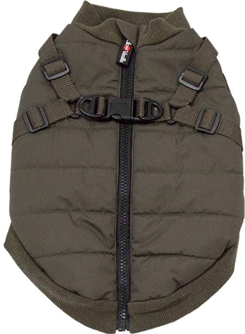 Hondenjas met Harnas – Warme Pufferjas met Fleecevoering – Hondenjas met Tuigje - Maat XS: Ruglengte: 25 cm de Jack and Vanilla en Marron – photo produit