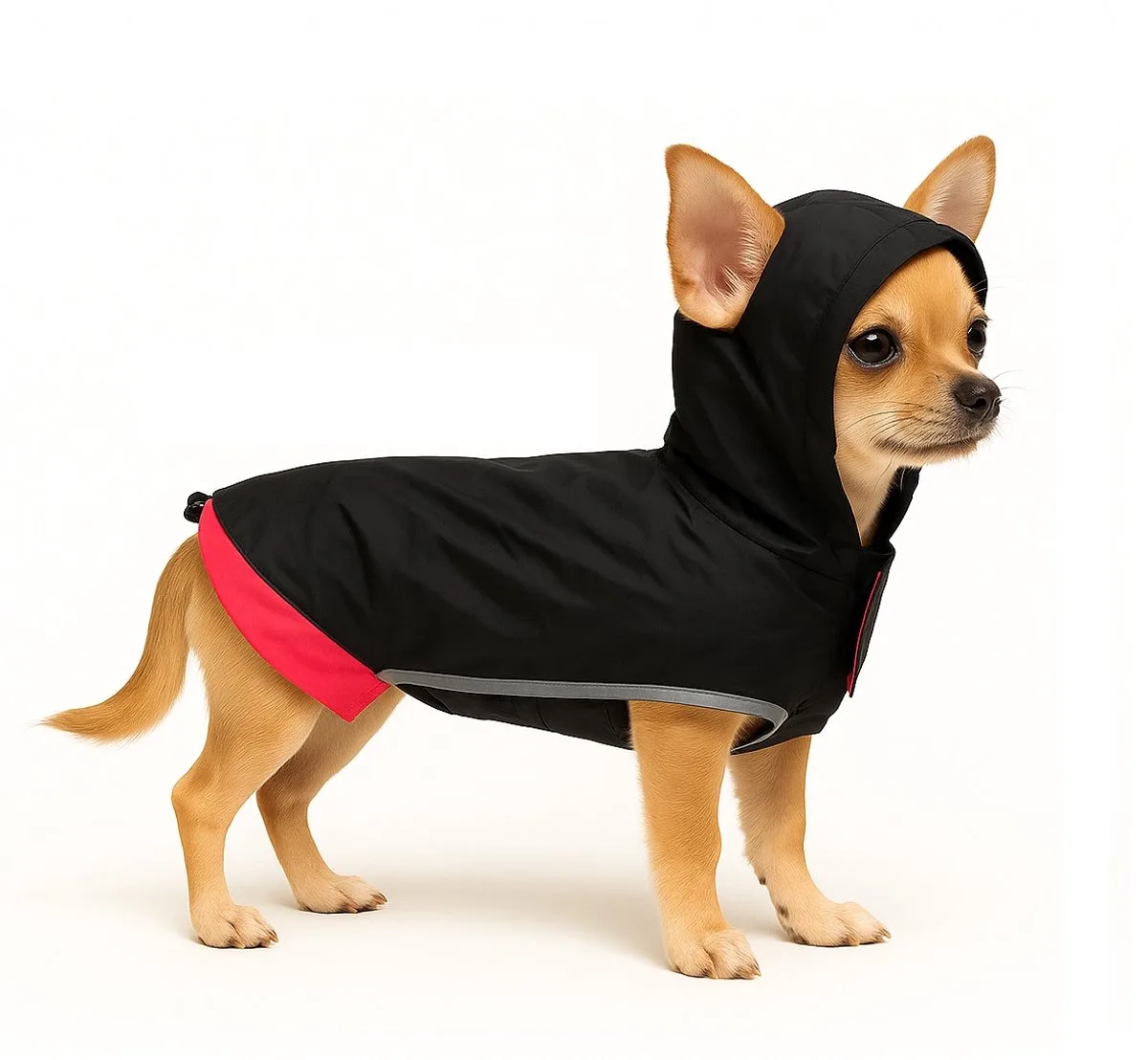 Hondenregenjas - Lengte 25 cm - Regenjas chihuahua - Reflecterend van Jack and Vanilla in Zwart – productfoto