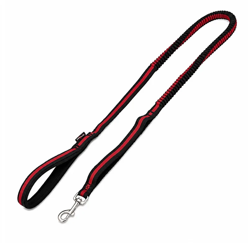 Hondenriem - Hondenlijn 120 cm - Schokabsorberend - 2 Handvatten - Zacht Handvat - Zwart/Rood by Jack and Vanilla in Black – product photo