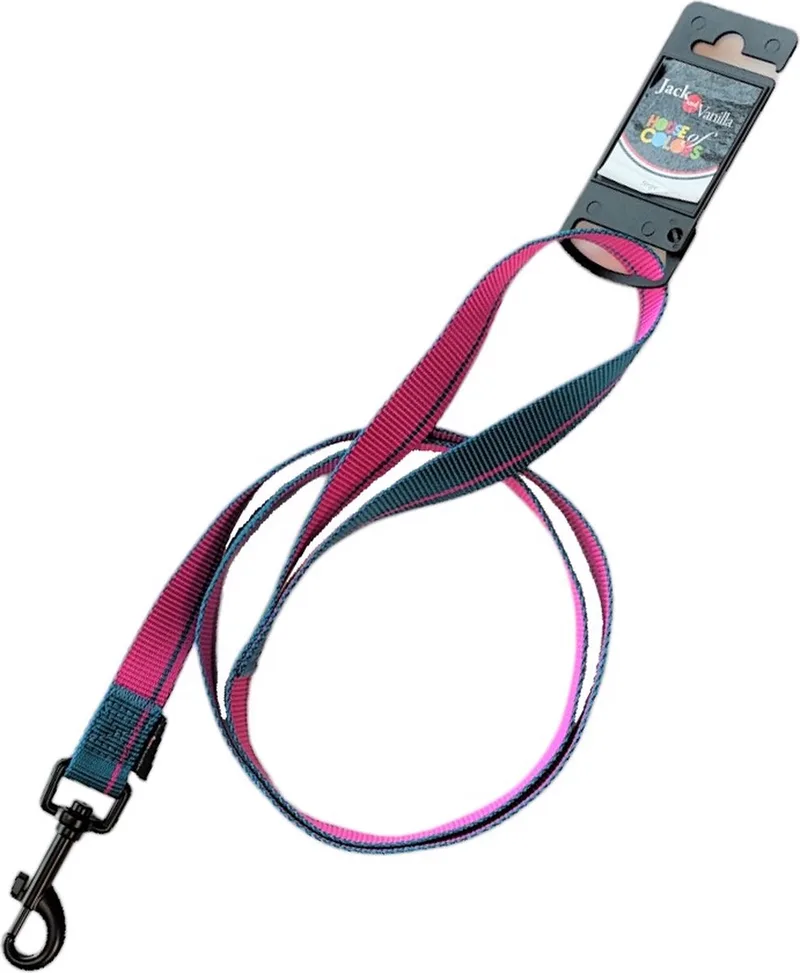 Hondenriem Stripe Roze/Blauw - Hondenlijn 120 cm - Maat L - Voor Pup en Volwassen Hond by Jack and Vanilla in Pink – product photo