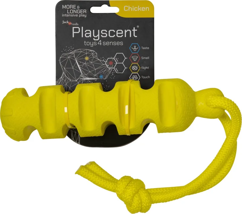 hondenspeelgoed - Lengte 24cm - Dummy hond - Hondenspeelgoed - Puppyspeelgoed - Honden speelgoed - Playscent Dummy - Kip by Jack and Vanilla in Yellow – product photo