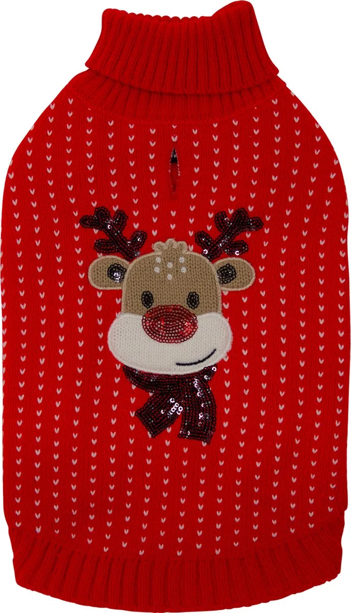 Jack and Vanilla 5th Avenue Dogwalk - Hondentrui met Rendier - Maat L: 40 cm van Jack and Vanilla in Rood – productfoto