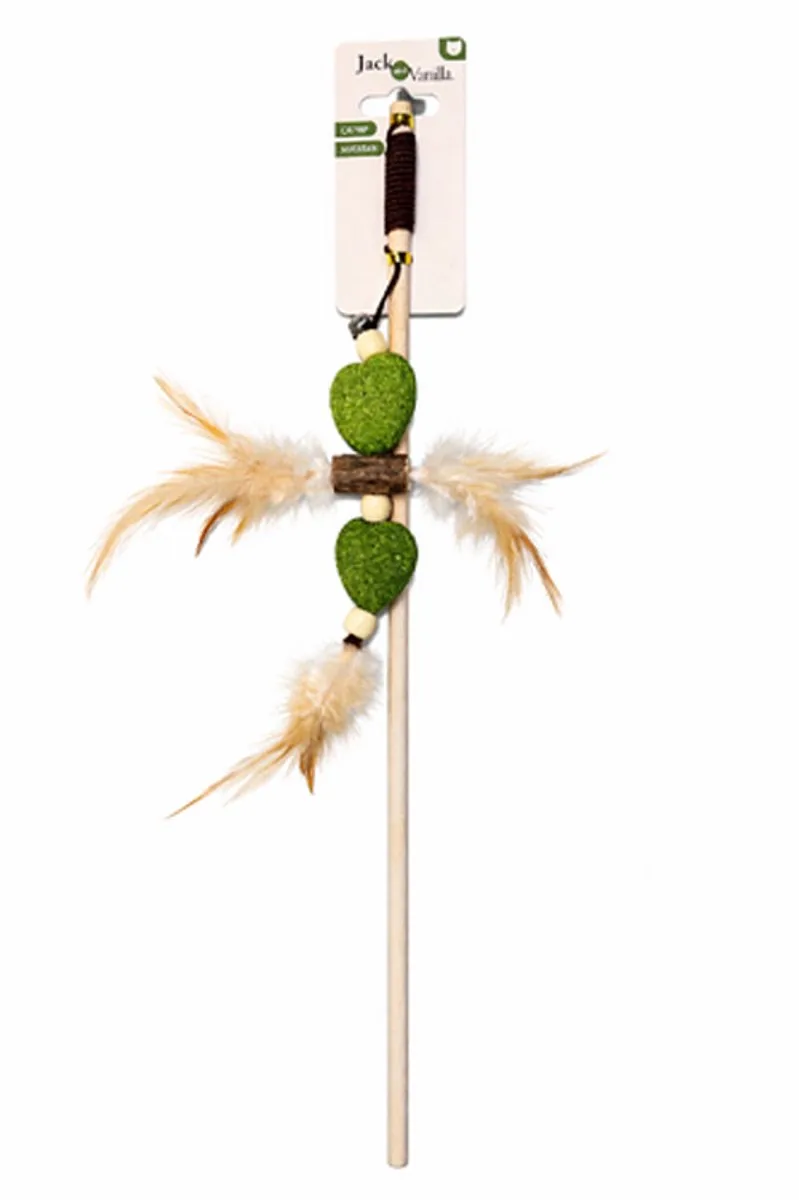 Kattenhengel met Catnip & Matatabi Harten + Veren – Interactief Speelgoed 40 cm by Jack and Vanilla in Beige – product photo