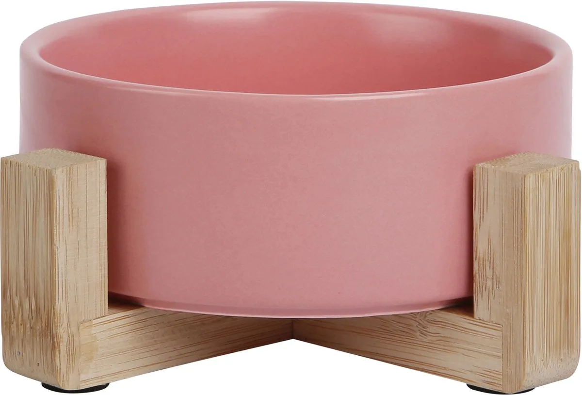 Keramische Voerbak Bamboe Standaard 1800ml van Jack and Vanilla in Roze – productfoto