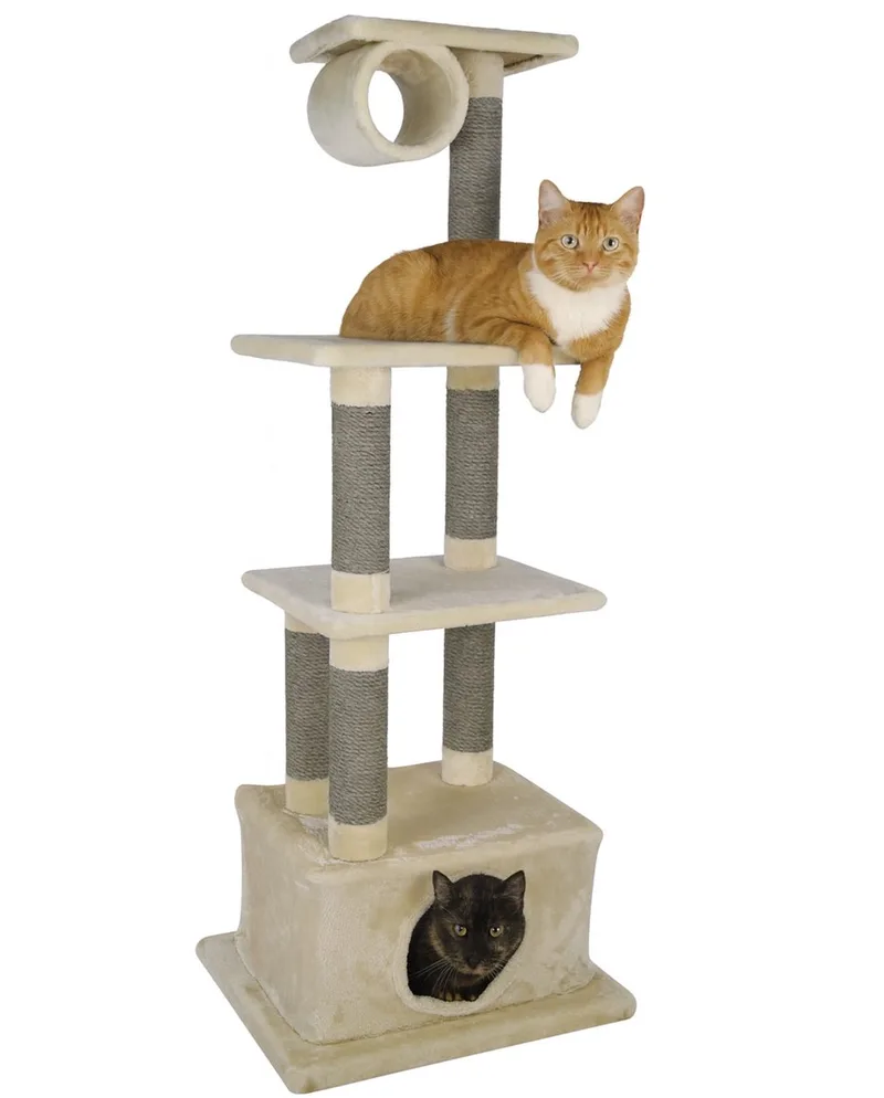 Krabpaal - Luxe grote krabpalen - Kattenmeubel hoog - Krabpalen voor grote katten - 151 cm hoog - Beige grijs fra Jack and Vanilla i Creme, Grå – produktbillede