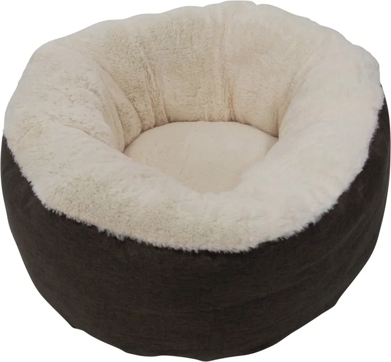 Nimba Hoge Mand - Kattenmand - Hondenmand - Kleur: Donkerbruin - Maat M: 60x60x23 cm by Jack and Vanilla in Donkerbruin, Beige – product photo