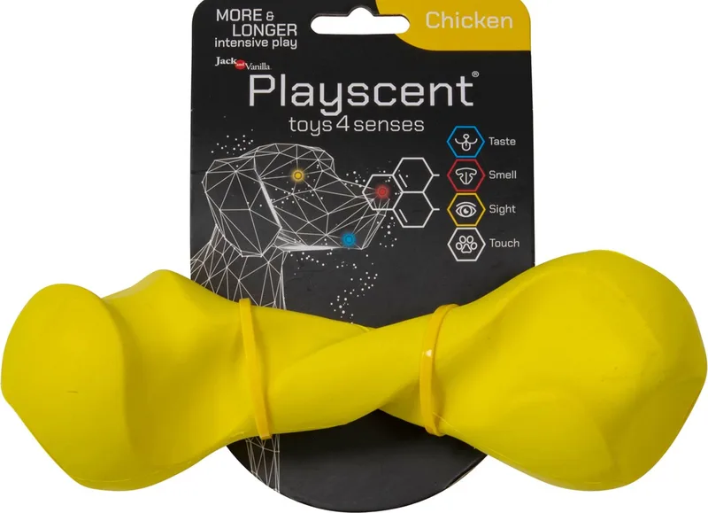 PLAYSCENT - Hondenspeelgoed - Gedraaid Been - Kip Smaak - 22 cm von Jack and Vanilla in Gelb – Produktfoto