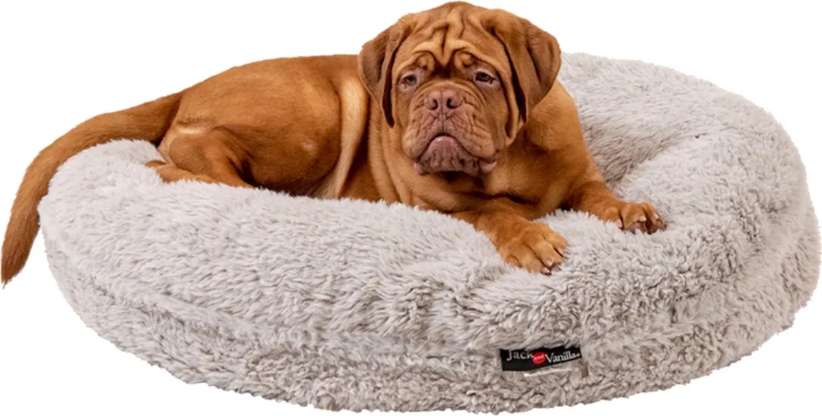 puff l Hondenkussen donut 90 cm - kleur shell van Jack and Vanilla in Grijs, Beige – productfoto