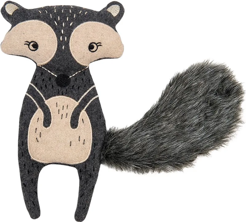 Revive Hondenknuffel met piep - Knisperend hondenspeelgoed - Lengte 30 cm - Gerecycled wol - Wasbeer de Jack and Vanilla en Gris – photo produit