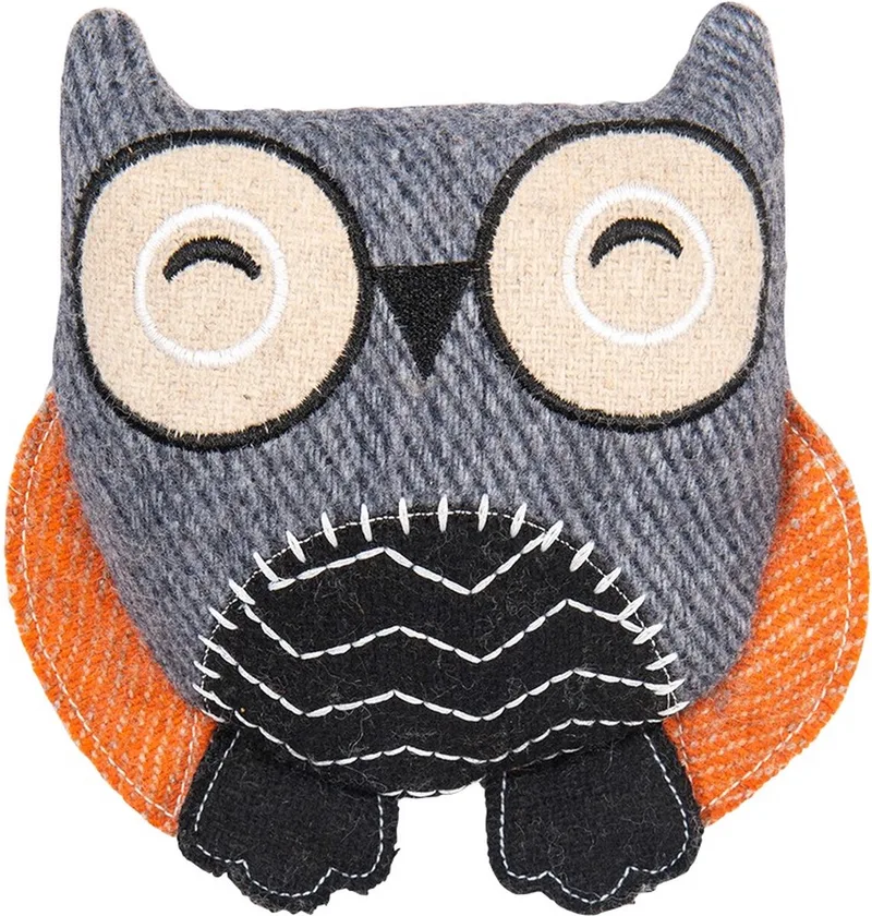 Revive Hondenknuffel Uil - Hondenspeelgoed met Piep - Gerecyclede Wol - 17 cm de Jack and Vanilla en Bleu – photo produit